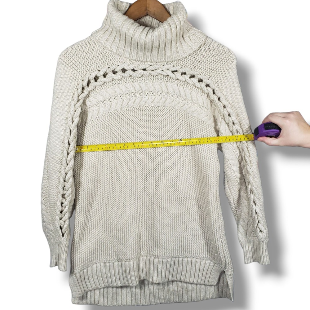 Simply Vera S Oversized Chunky Knit Cottagecore Cable Turtleneck Sweater - Picture 7 of 8